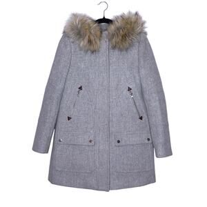 J. CREW Chateau Parka Italian Wool Stadium Cloth Heather Dusk Gray Women's 4